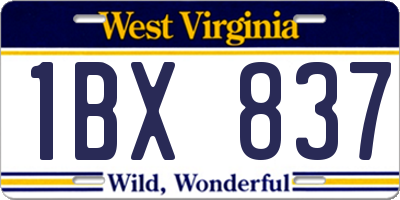 WV license plate 1BX837