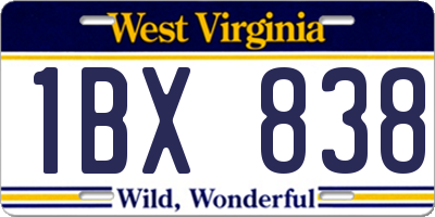WV license plate 1BX838