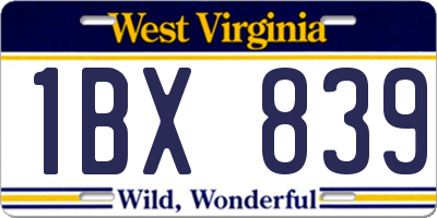 WV license plate 1BX839
