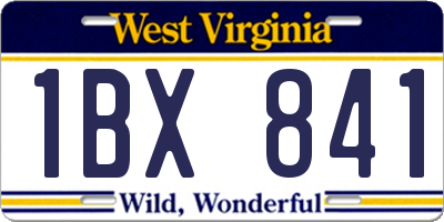 WV license plate 1BX841