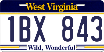 WV license plate 1BX843