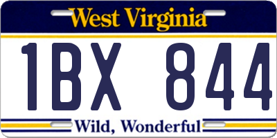 WV license plate 1BX844