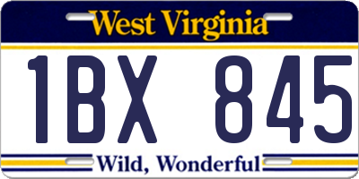 WV license plate 1BX845