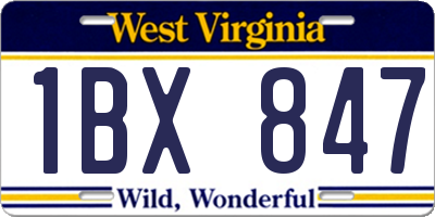 WV license plate 1BX847