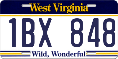 WV license plate 1BX848