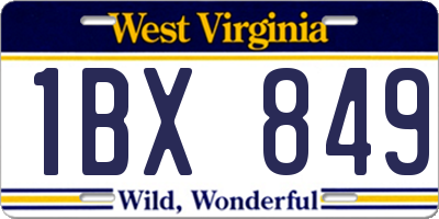WV license plate 1BX849