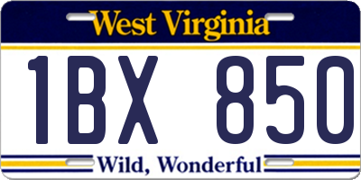 WV license plate 1BX850