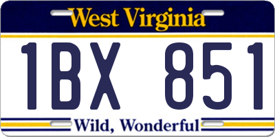 WV license plate 1BX851