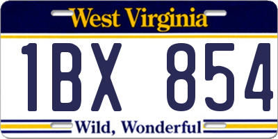 WV license plate 1BX854