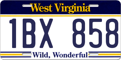 WV license plate 1BX858