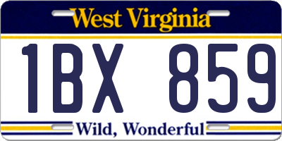 WV license plate 1BX859