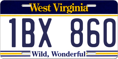WV license plate 1BX860
