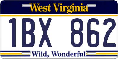 WV license plate 1BX862