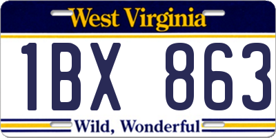 WV license plate 1BX863