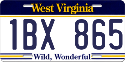 WV license plate 1BX865