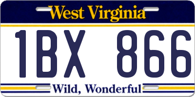 WV license plate 1BX866