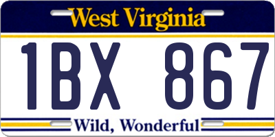 WV license plate 1BX867