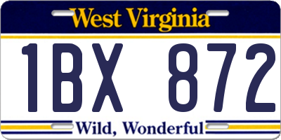 WV license plate 1BX872