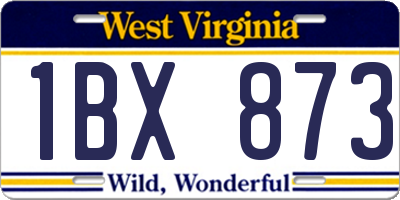 WV license plate 1BX873