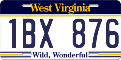 WV license plate 1BX876