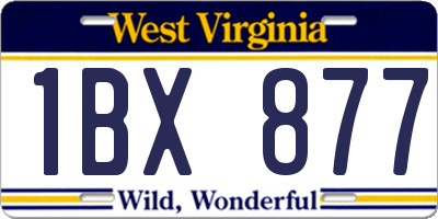 WV license plate 1BX877