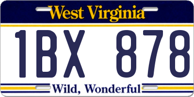 WV license plate 1BX878