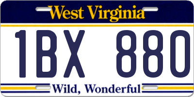 WV license plate 1BX880