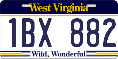 WV license plate 1BX882