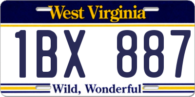 WV license plate 1BX887