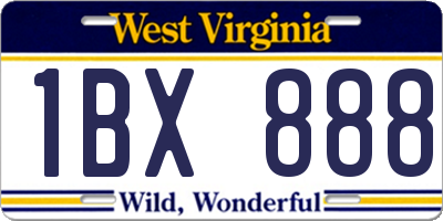 WV license plate 1BX888
