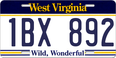 WV license plate 1BX892