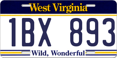 WV license plate 1BX893