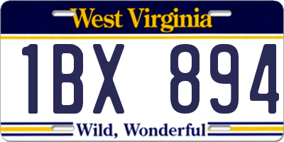 WV license plate 1BX894