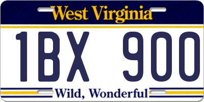 WV license plate 1BX900