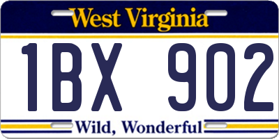 WV license plate 1BX902