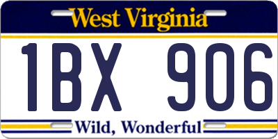 WV license plate 1BX906