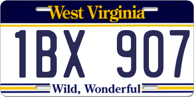 WV license plate 1BX907