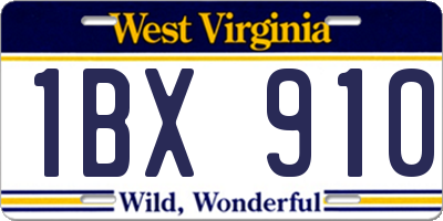 WV license plate 1BX910