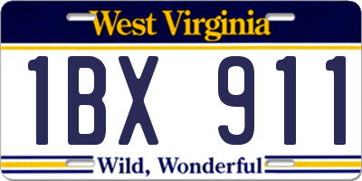 WV license plate 1BX911