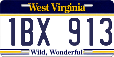 WV license plate 1BX913
