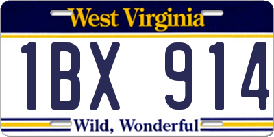 WV license plate 1BX914