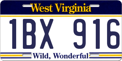 WV license plate 1BX916