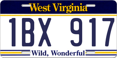 WV license plate 1BX917