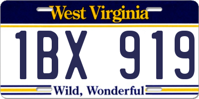WV license plate 1BX919