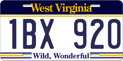 WV license plate 1BX920