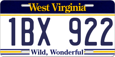 WV license plate 1BX922
