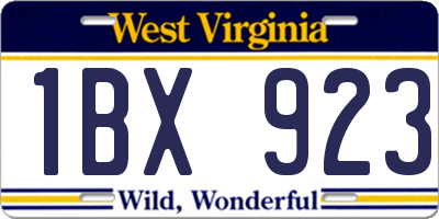 WV license plate 1BX923
