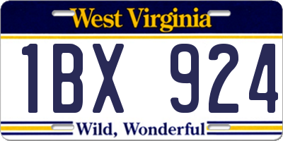 WV license plate 1BX924