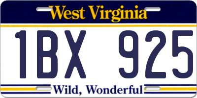 WV license plate 1BX925