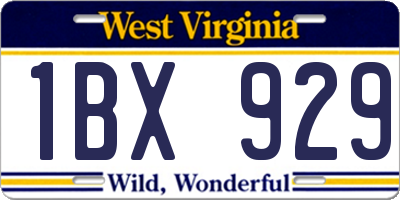 WV license plate 1BX929